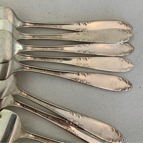 10 King Edward Forks Silverplated National Silver Company Salad Fork Set 7.5" - Picture 7 of 9